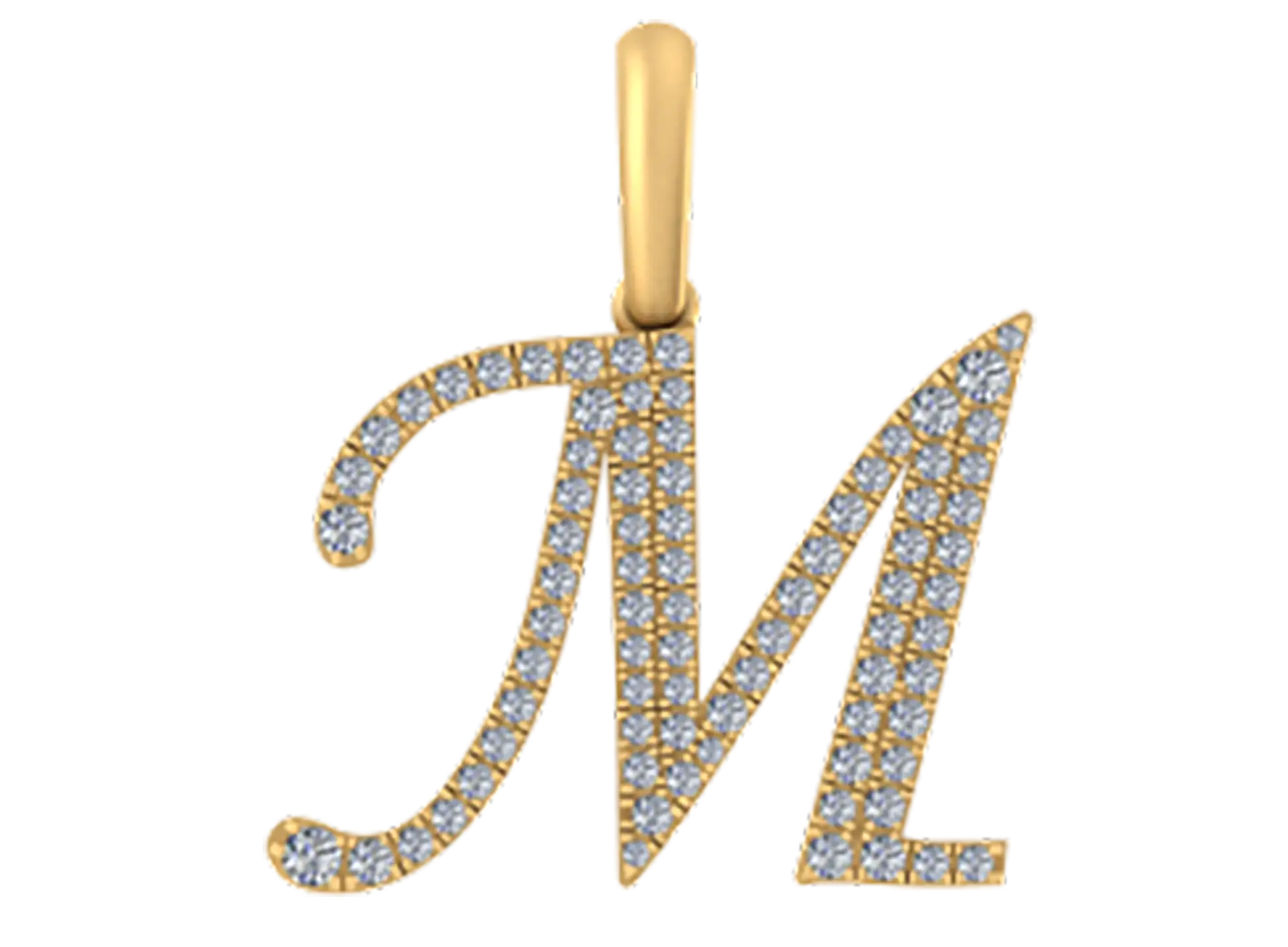 0.309 CT Round Lab Grown Diamond Gold Letter Pendant Necklace