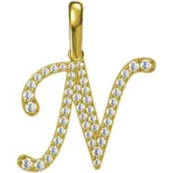 0.24 CT Round Lab Grown Diamond Gold Letter Pendant