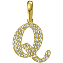 0.246 CT Round Lab Grown Diamond Gold Initial Pendant