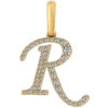 0.193 CT Round Lab Grown Diamond Gold Alphabet Pendant