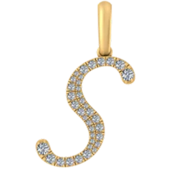 0.144 CT Round Lab Grown Diamond Gold Initial Pendant Necklace
