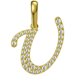 0.189 CT Round Lab Grown Diamond Gold Letter Pendant