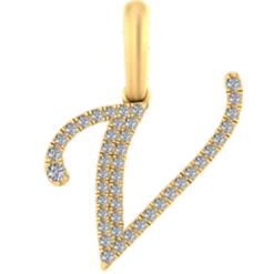 0.142 CT Round Lab Grown Diamond Gold Diamond Initial Pendant