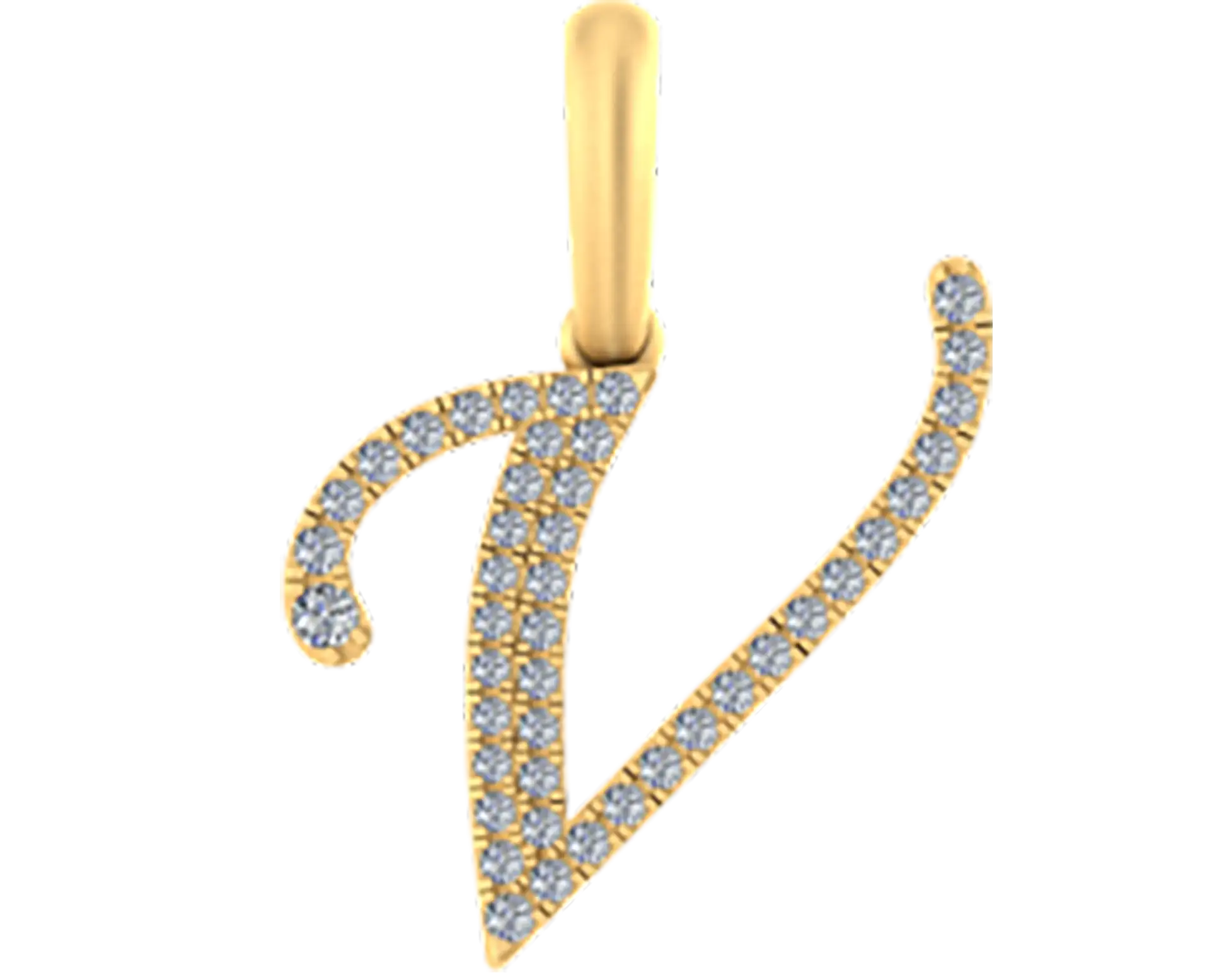 0.142 CT Round Lab Grown Diamond Gold Diamond Initial Pendant