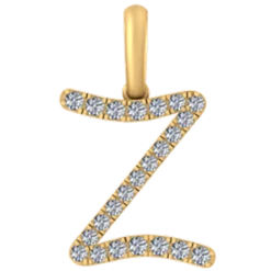 0.212 CT Round Lab Grown Diamond Gold Initial Pendant Necklace