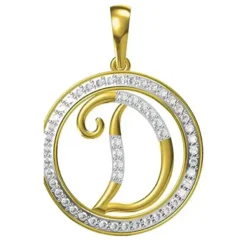 0.255 CT Round Lab Grown Diamond Gold Diamond Initial Pendant