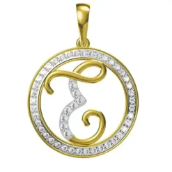 0.253 CT Round Lab Grown Diamond Gold Diamond Letter Pendant