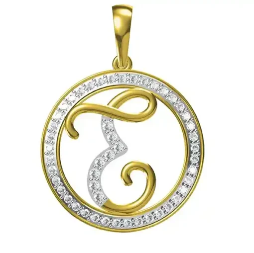 0.253 CT Round Lab Grown Diamond Gold Diamond Letter Pendant
