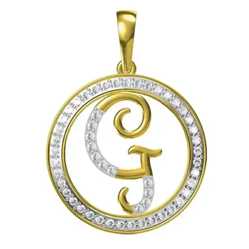 0.259 CT Round Lab Grown Diamond Gold Alphabet Pendant
