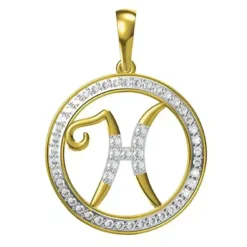 0.255 CT Round Lab Grown Diamond Gold Initial Pendant Necklace