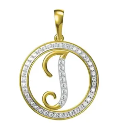 0.253 CT Round Lab Grown Diamond Gold Letter Pendant