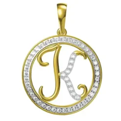 0.255 CT Round Lab Grown Diamond Gold Diamond Initial Pendant