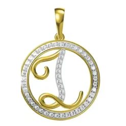 0.25 CT Round Lab Grown Diamond Gold Diamond Letter Pendant