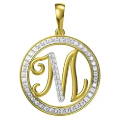 0.25 CT Round Lab Grown Diamond Gold Initial Pendant