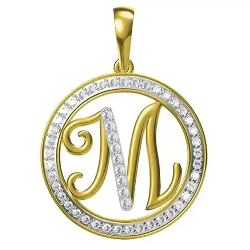 0.25 CT Round Lab Grown Diamond Gold Initial Pendant