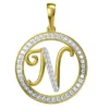 0.25 CT Round Lab Grown Diamond Gold Alphabet Pendant