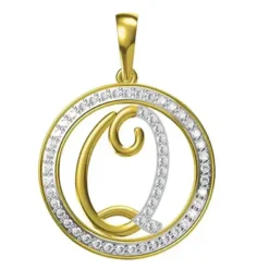 0.259 CT Round Lab Grown Diamond Gold Letter Pendant