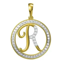 0.253 CT Round Lab Grown Diamond Gold Diamond Initial Pendant