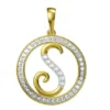 0.259 CT Round Lab Grown Diamond Gold Diamond Letter Pendant