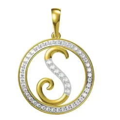 0.259 CT Round Lab Grown Diamond Gold Diamond Letter Pendant