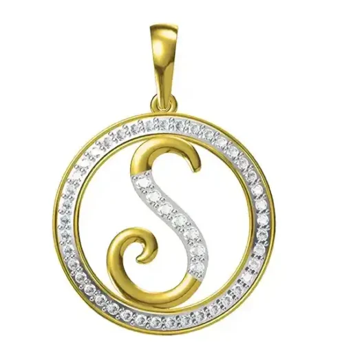 0.259 CT Round Lab Grown Diamond Gold Diamond Letter Pendant