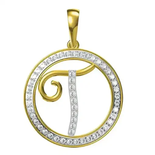 0.251 CT Round Lab Grown Diamond Gold Initial Pendant
