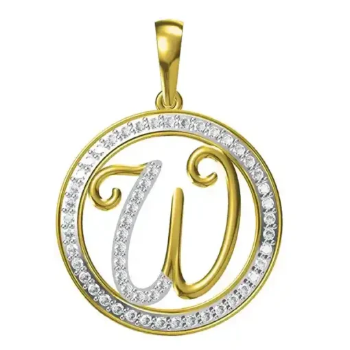 0.257 CT Round Lab Grown Diamond Gold Letter Pendant Necklace