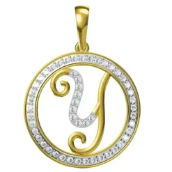 0.251 CT Round Lab Grown Diamond Gold Diamond Initial Pendant