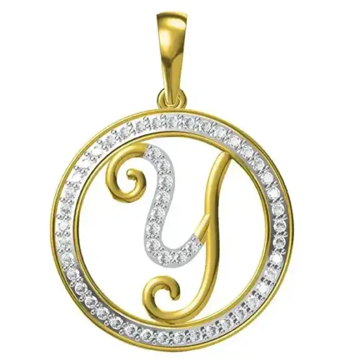 0.251 CT Round Lab Grown Diamond Gold Diamond Initial Pendant