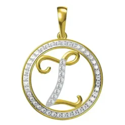 0.252 CT Round Lab Grown Diamond Gold Diamond Letter Pendant