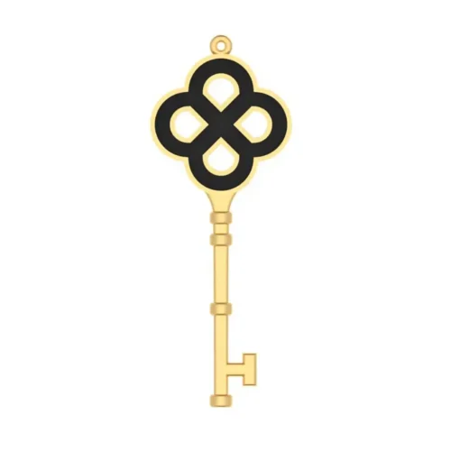 Vintage Clover Key Pendant in Gold - Image 6