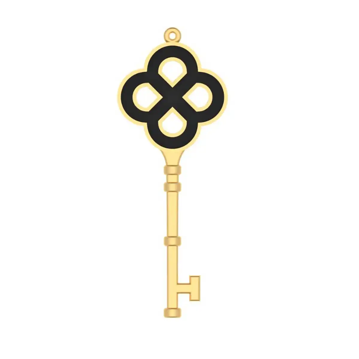 Vintage Clover Key Pendant in Gold - Image 6