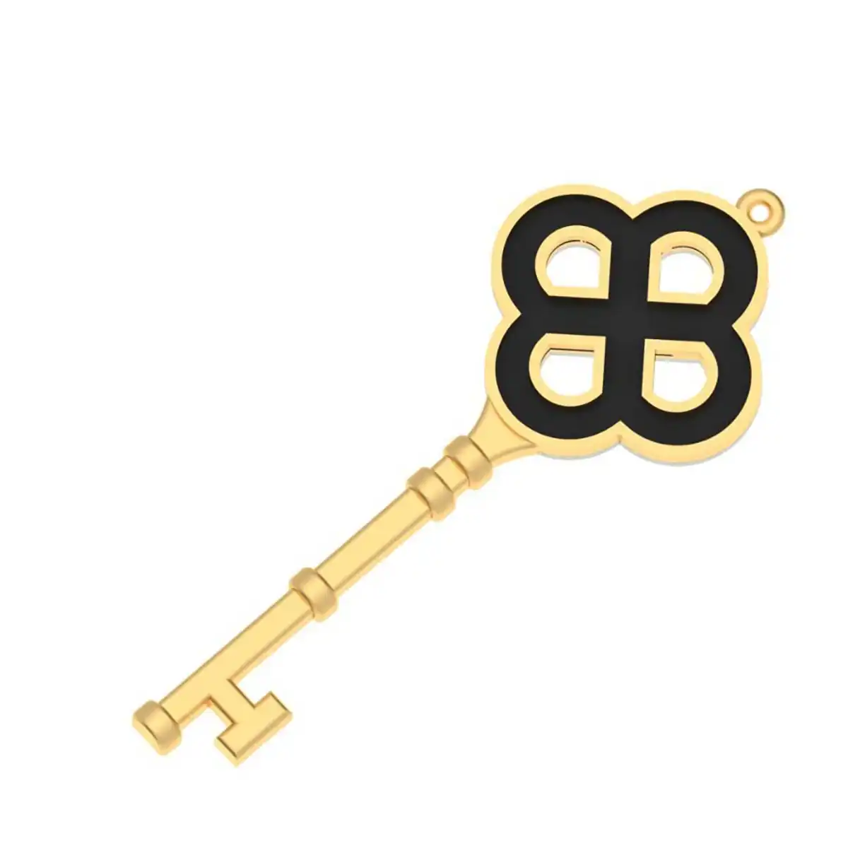 Vintage Clover Key Pendant in Gold - Image 3