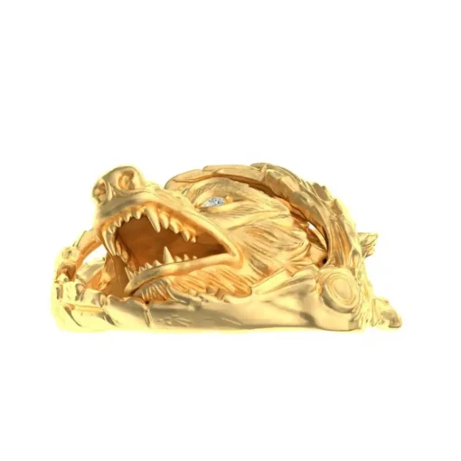 Fierce Wolf Head Pendant in Solid Gold Diamond - Image 13