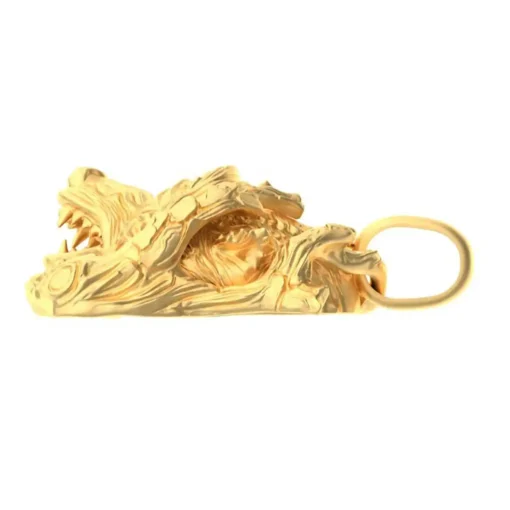 Fierce Wolf Head Pendant in Solid Gold Diamond - Image 11