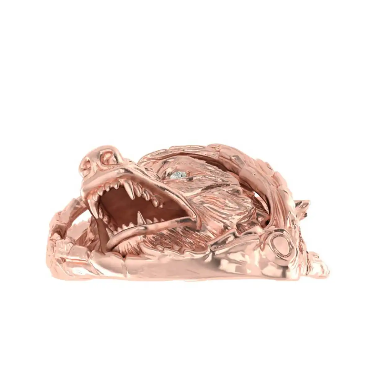 Fierce Wolf Head Pendant in Solid Gold Diamond - Image 8