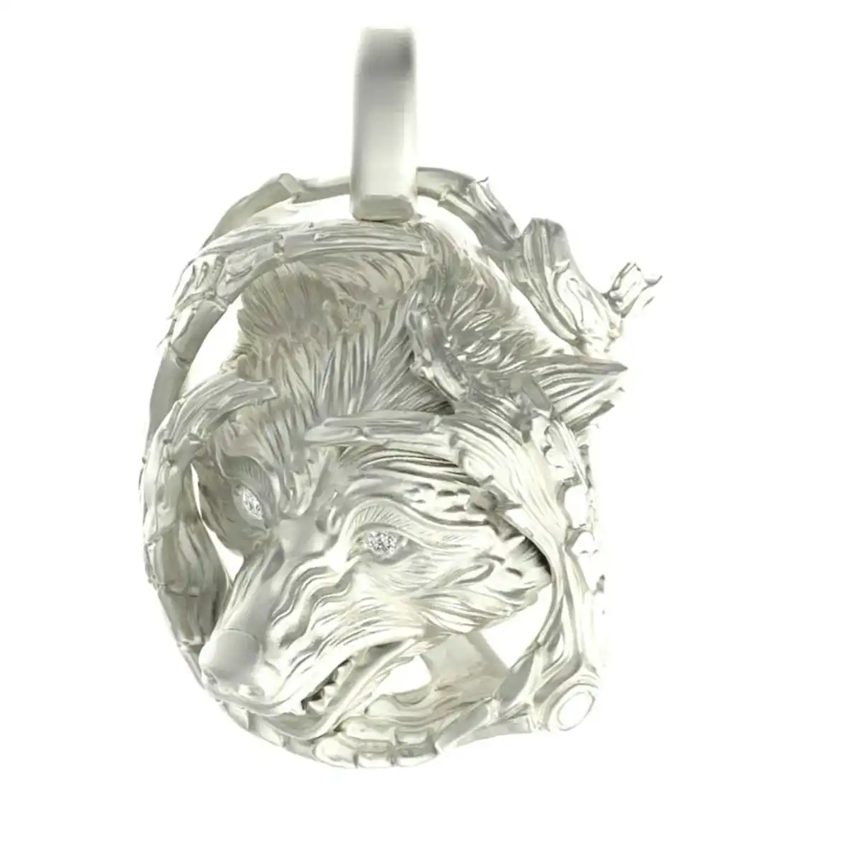 Fierce Wolf Head Pendant in Solid Gold Diamond - Image 5