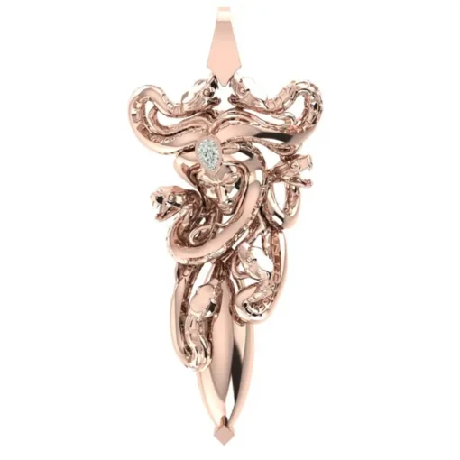 015Ct Pear Diamond Gold Medusa Pendant - Image 8