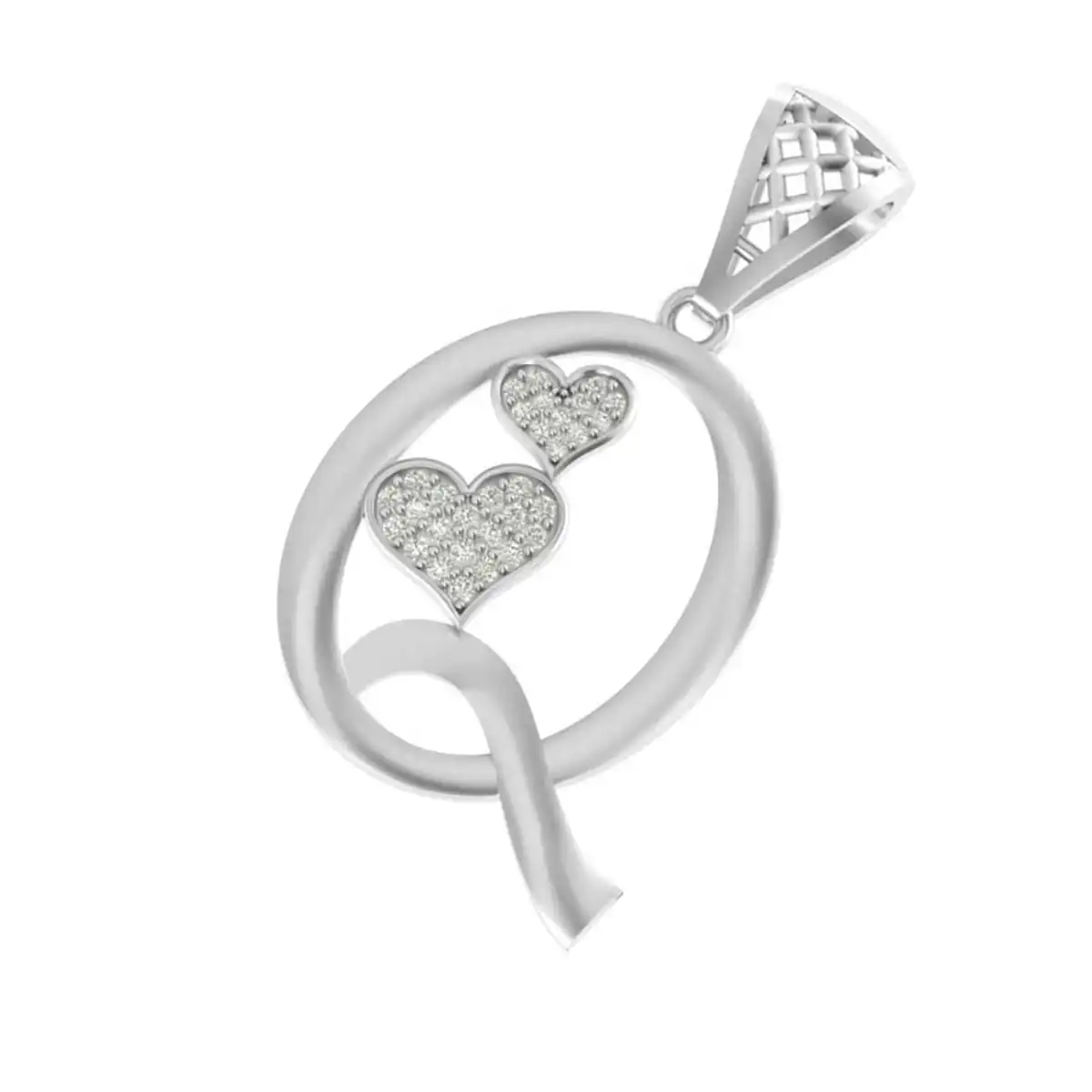 Gold 'Q' Pendant with 0.137ct Diamond Hearts - Image 12