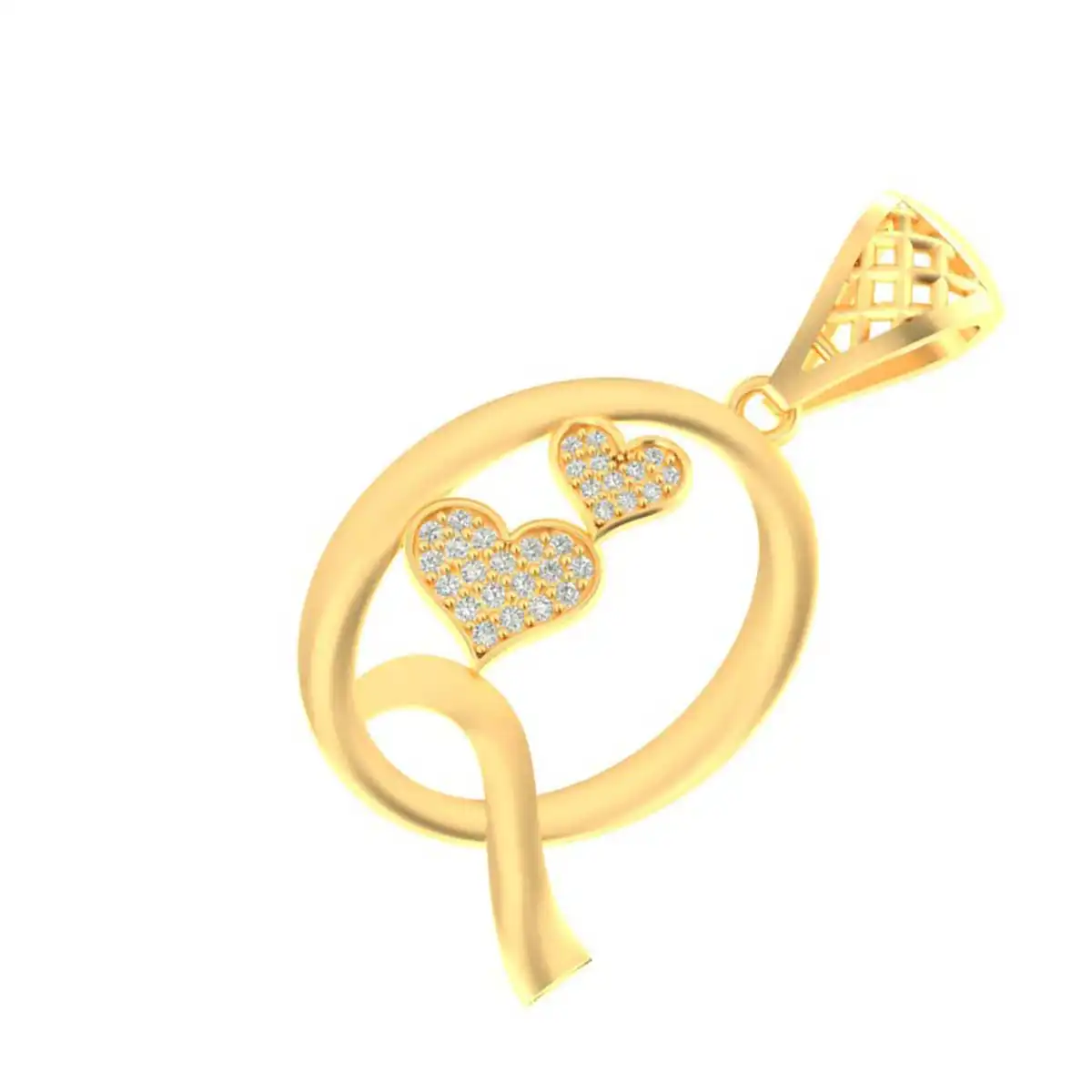 Gold 'Q' Pendant with 0.137ct Diamond Hearts - Image 5