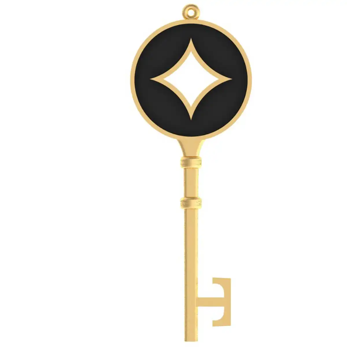 Gold Key Pendant with Starburst Cutout - Image 13