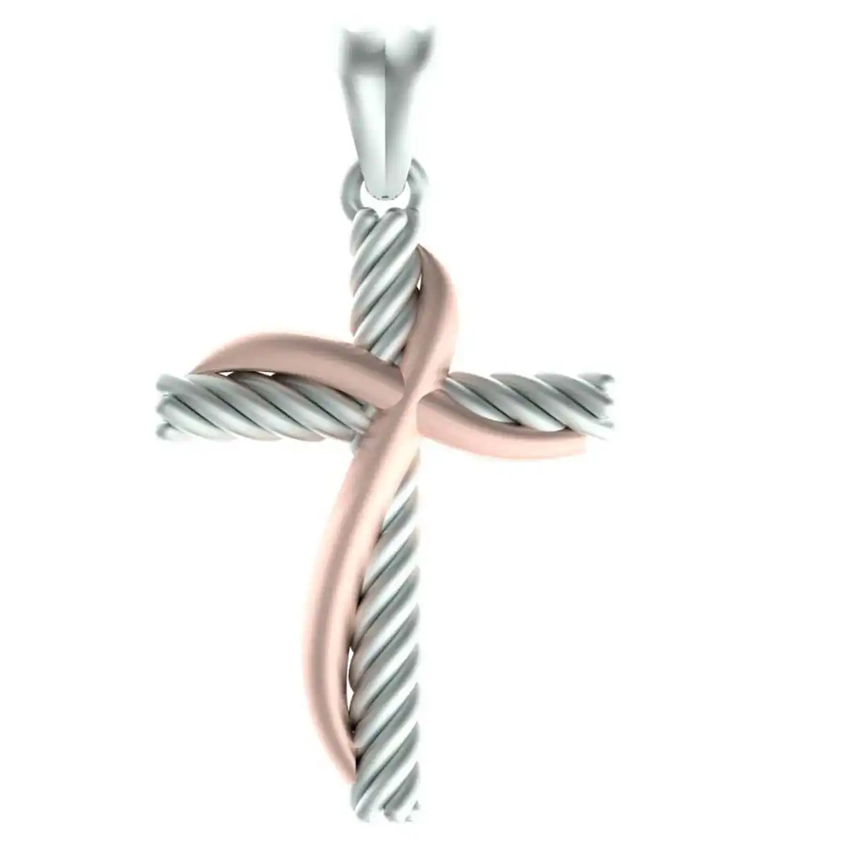 Two-Tone Gold Twisted Rope Cross Pendant - Image 13