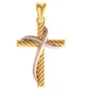 Two-Tone Gold Twisted Rope Cross Pendant