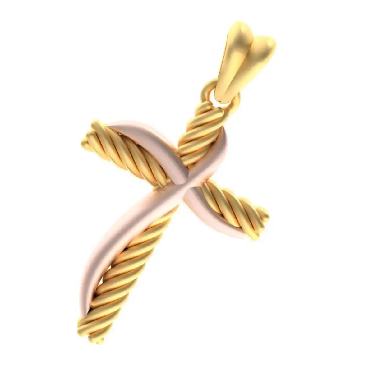 Two-Tone Gold Twisted Rope Cross Pendant - Image 3
