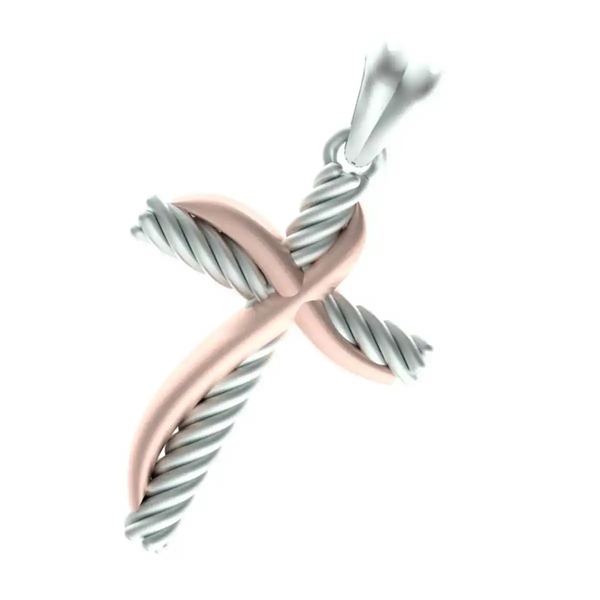 Two-Tone Gold Twisted Rope Cross Pendant - Image 12