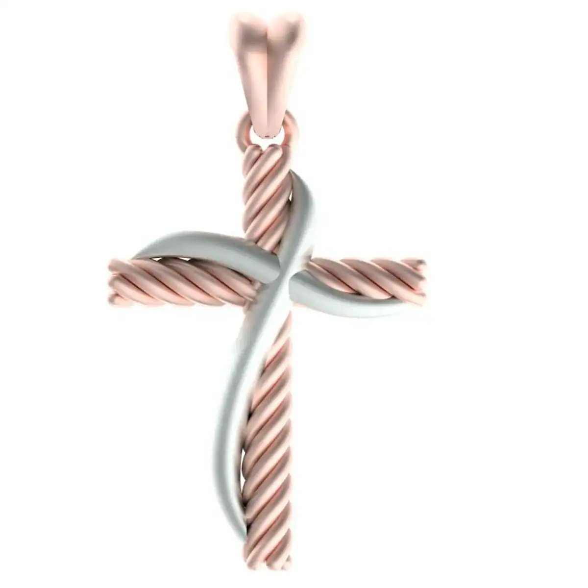 Two-Tone Gold Twisted Rope Cross Pendant - Image 10