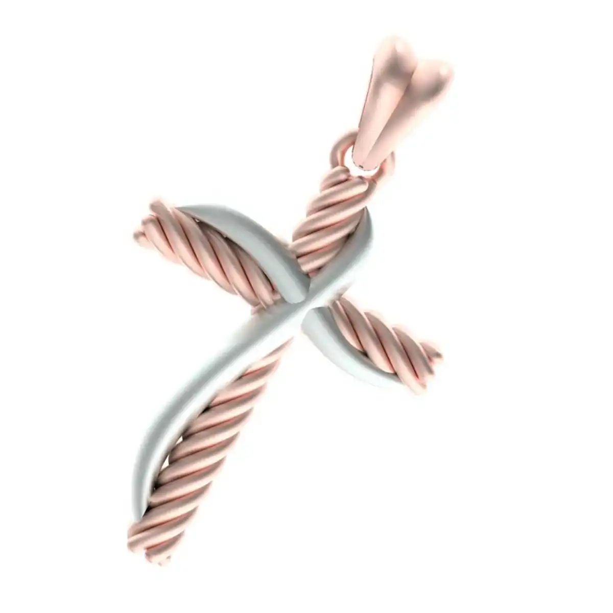 Two-Tone Gold Twisted Rope Cross Pendant - Image 6