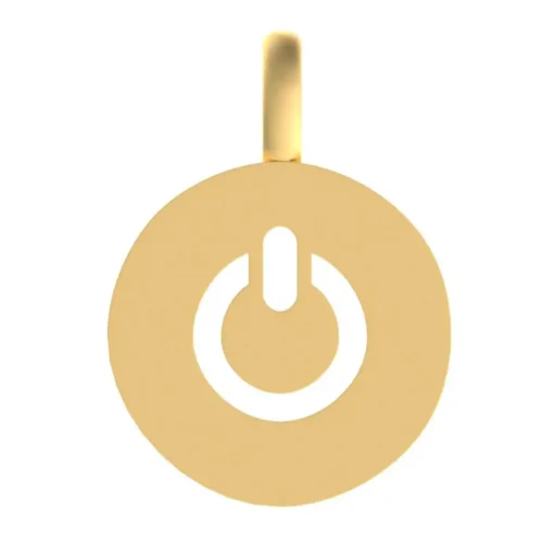 Gold Circle Power Button Pendant - Image 8